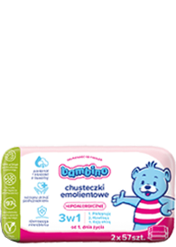 Hipoalergiczne chusteczki emolientowe 3w1 2x57 szt.