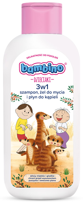 3w1: szampon, żel pod prysznic i płyn do kąpieli surykatki