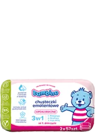 Hipoalergiczne chusteczki emolientowe 3w1 2x57 szt.