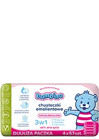 Hipoalergiczne chusteczki emolientowe 3w1 4x57 szt.