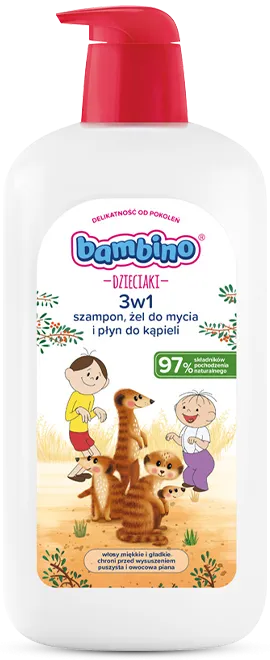 3w1: szampon, żel pod prysznic i płyn do kąpieli surykatki