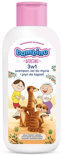 3w1: szampon, żel pod prysznic i płyn do kąpieli surykatki