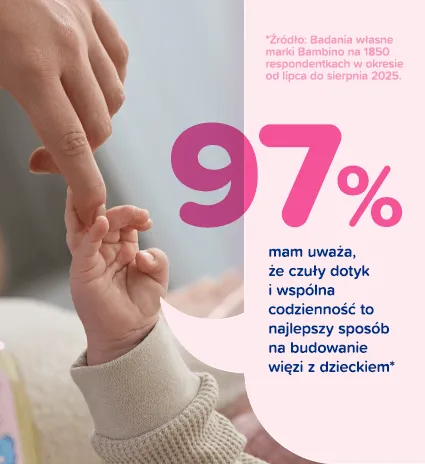 97% mam uważa, że czuły dotyk i wspólna codzienność to najlepszy sposób na budowanie więzi z dzieckiem